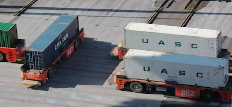 Shipping containers at a distribution yard
